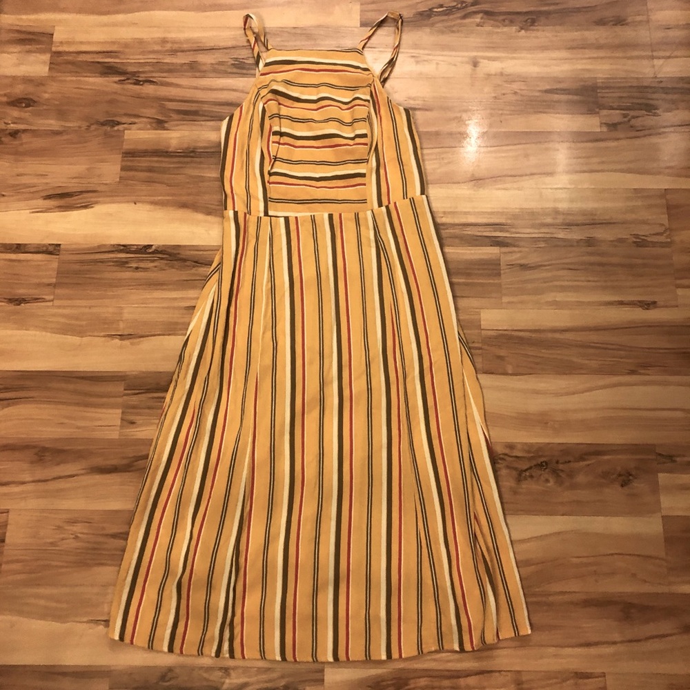 NWOT Women’s Xhilaration Yellow Striped Midi Dress